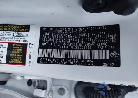 2017 Toyota Camry Se z USA, uszkodzony, nr VIN 4T1BF1FKXHU294481